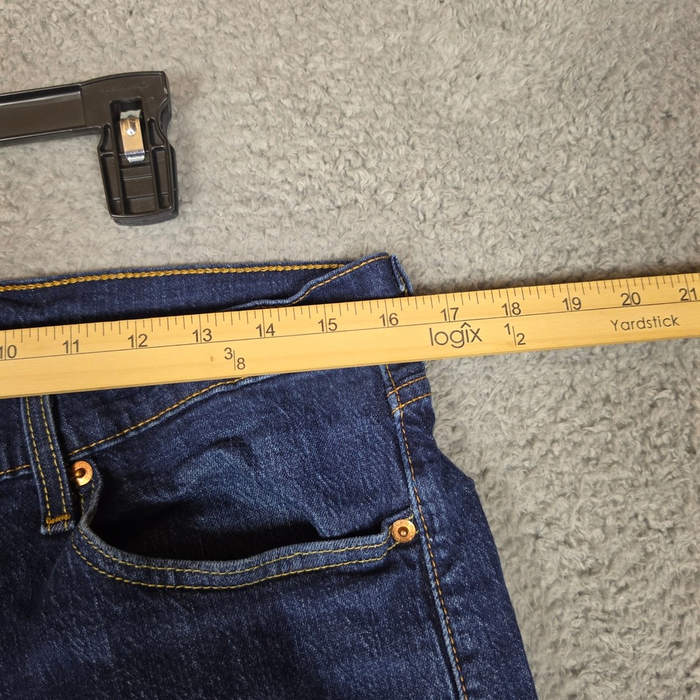 Levis 505 Jeans Mens 33x32 Regular Fit Dark Wash Blue Straight Leg Office - Picture 7 of 8